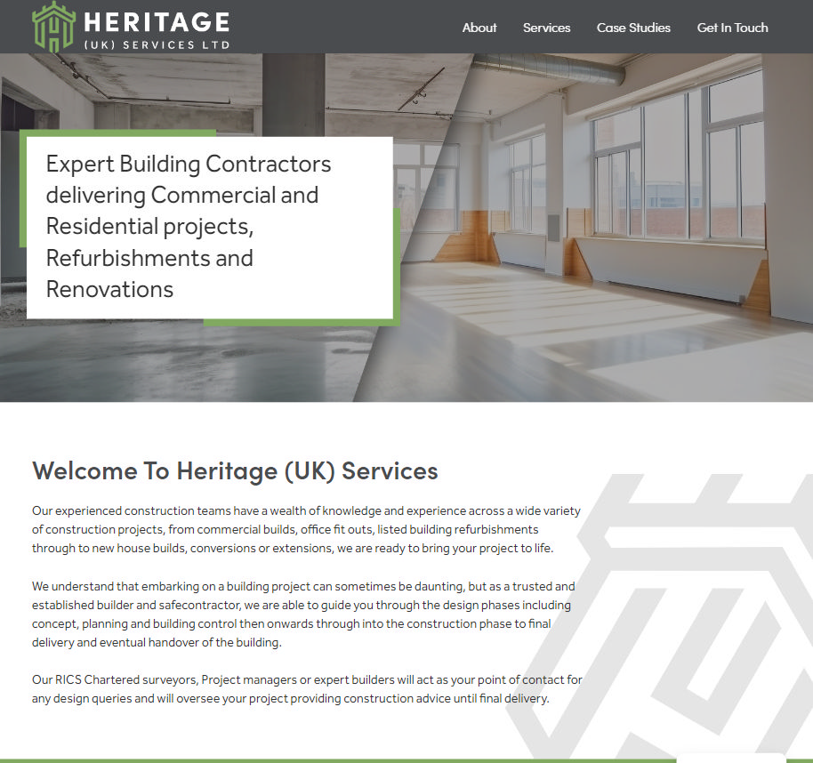 Heritage building contractors website Hampshire